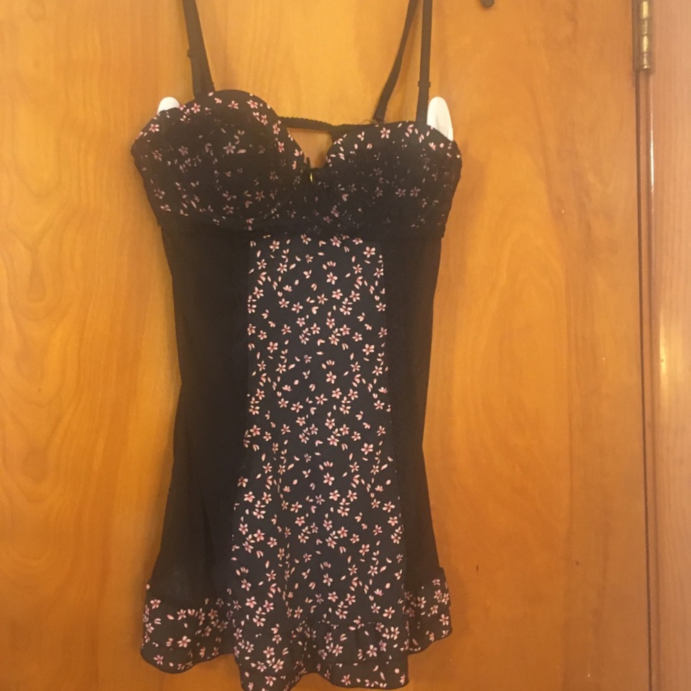 Jessica Simpson Black Chemise with Pink Floral Print